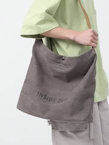 Artistic Style College Canvas Tote Bag, Large Capacity Casual Shoulder Bag For Women