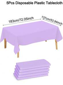 137x183cm Disposable Solid Color Tablecloth - 1pc/5pcs Multi-Color PE Rectangle Table Cover, Suitable For Weddings, Parties, Birthday, Bridal Shower, Graduation, Baptism, Banquets, Christmas Party Table Cloth, Home Decorations
