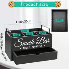 Organisateur de collations pour le comptoir, bacs de rangement de la réserve en bois avec poignées, organisateur de collations pour la réserve, la cuisine, boîte de rangement des aliments à 4 compartiments avec tiroir. Organisateur de réserve pour les collations, les chips