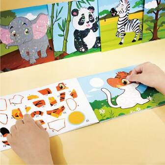 3+ Years Old Children's Puzzle Sticker Book - DIY Laser Sticker Book, Animal & Number Stickers, Animal Recognition, Educational Stickers, Ideal Gift For Children, Travel Gift, Preschool, Elementary School, Birthday, Back To School, Halloween, Christmas