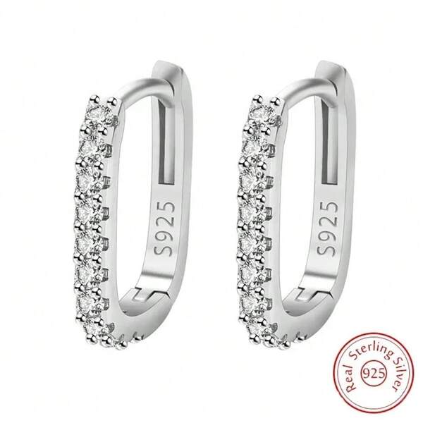 Pendientes de aro de plata de ley 925 de alta calidad con , accesorio de moda para mujer, regalo para bodas, fiestas y uso versátil en la calle