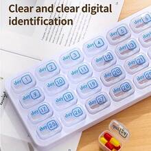 1 Piece Portable 31 Day Pill Organizer, Sealed Medication Container For Vitamins And Pills, Home Or Travel Pill Box - Multicolor - View 4