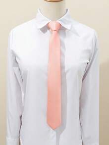 1pc Men's New Versatile Solid Color Dress Shirt With Adjustable Tie, Simple Design - Cord Buckle Solid Color Tie - View 10