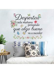 1 miếng dán tường trích dẫn truyền cảm hứng của Tây Ban Nha - Miếng dán PVC tự dính - Thích hợp cho phòng ngủ, nhà hoa, văn phòng, phòng khách, phòng giặt ủi, trang trí nhà cửa & quà tặng & miếng dán trang trí phòng thiết kế hoa bướm miếng dán tường trang trí tường miếng dán tường cá nhân hóa - Nhiều màu - Xem 7