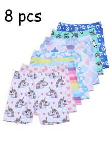 8 piezas Pantalones cortos de verano de unicolor clásico para niños, de seda de leche transpirable