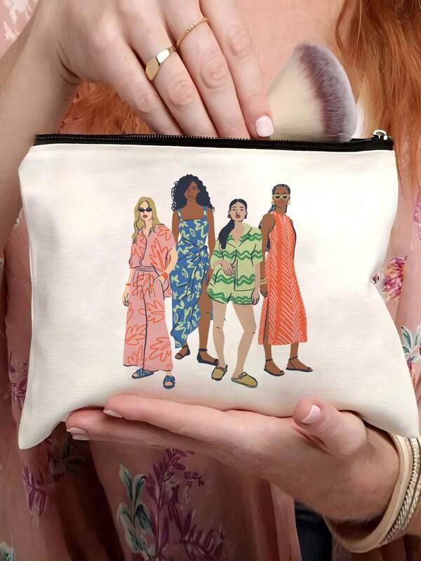 Funny Canvas Organizer Bag, Print Pattern, Thanksgiving Gift, Fashion Multifunctional Zipper Makeup Travel Bag, Perfect Gift For Mom For Daughter, Holiday Gift, Birthday Gift