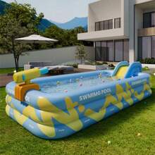 1pc Inflatable Swimming Pool, Outdoor Backyard Pool, Indoor Bathtub, Pink Or Blue Color Optional (Only The Swimming Pool Is Included, No Other Accessories Are Included, The Slide Needs To Be Purchased Separately), Beach Essentials, Beach Accessories, Pool Float