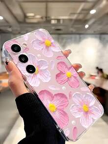 حافظة واقية ناعمة شفافة بطبعات زهرية وردية كلاسيكية متوافقة مع هواتف آيفون 17/17 إير/17 برو/17 برو ماكس، هونر، ريدمي، جالاكسي A04e/12/A13/A14/A34/A50/A52/A53/A54/S21/S22/S23/S24/S25/S25 أولترا، 6A/7A/8A، 12T/13T