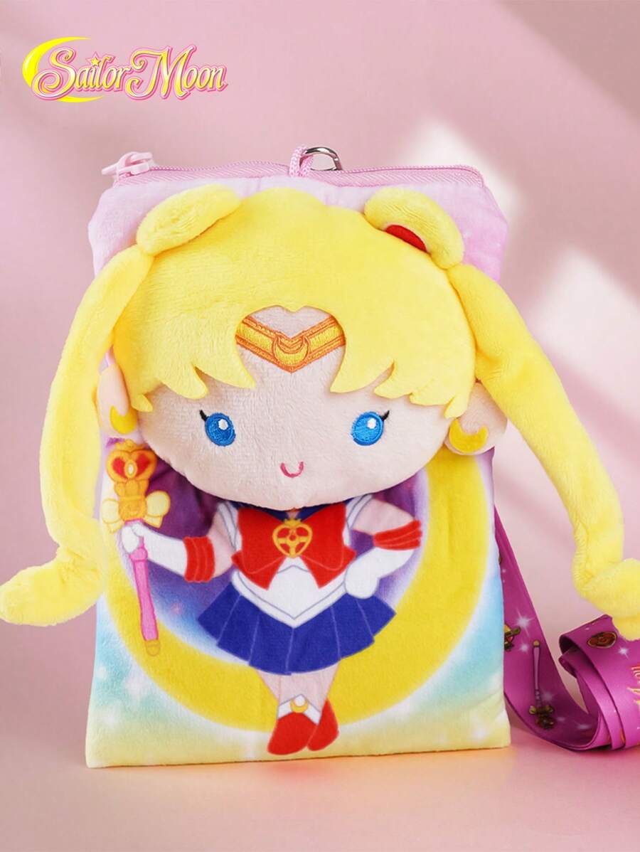TOEI ANIMATION 1PC Officially Licensed Tsukino Usagi Stylish Fashion Plush Lanyard Headphone Bag Cell Phone Bag Portable Coin Bag Key Bag Cute Hundred Fashion Card Decoration Thanksgiving Cozy Gift For Family And Friends