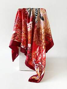 波西米亚风 1 件 90 厘米女式印花方巾，休闲防晒头巾和颈巾，适合夜间裹胸、睡觉和日常佩戴，可作为方巾、头巾、头巾或头巾上衣佩戴 - 彩色 - 查看 2