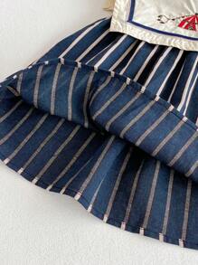 Robes de bébé fille col marin, style coréen robe en jean douce pour bébé/tout-petit, tenue d'été