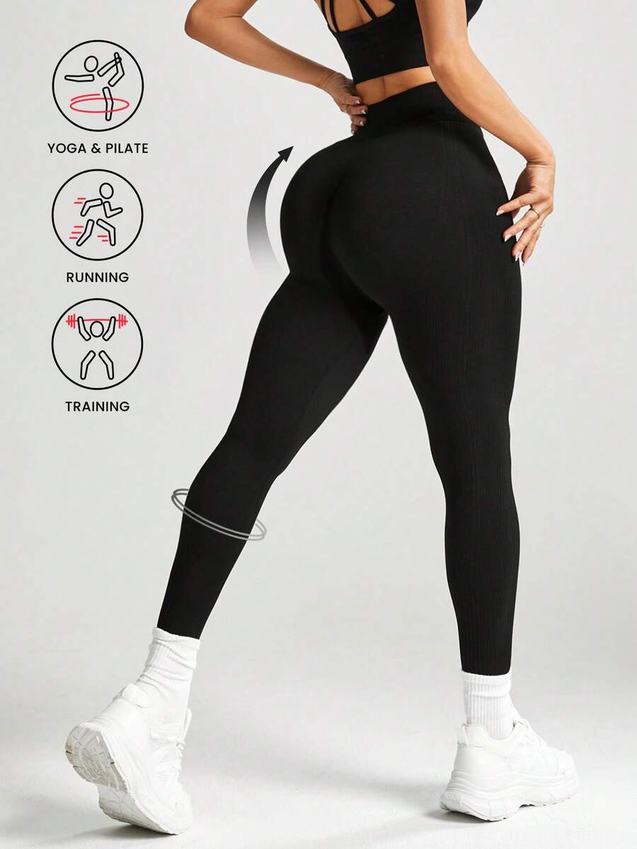 1 szt. Damskie legginsy Basic High Waist Skinny, 7/8 długości, do ćwiczeń jogi, do biegania, czarne