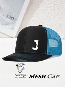 1PC Adjustable Letter "J" Print Baseball Cap For Men ,It Comes In 10 Colors,Breathable Mesh Back, Lightweight Polyester Sun Protection Hat,For Outdoor Sports & Fishing, Multiple Colors (Black/Blue/White/Green), Outdoor Sports Cap | Logo Cap | Makes A Great Gift For Family And Friends, And Is Perfect For Beach Vacations And Hiking Trips.