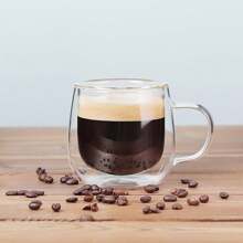 1pc Double Layer Insulated Glass Cup With Handle, Transparent Water/Coffee/Tea Cup, Thick Heat-Resistant Glass