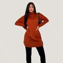 Vestido Poncho Curto Lanzinha Feminina Manga Longa Inverno  Simples  elegante  Casual  Festa