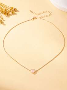 1pc Women's Heart Pendant Necklace, Silver Color Minimalist Versatile Jewelry, Suitable For Daily Wear And Gift, Valentine's Day Jewelry Gift