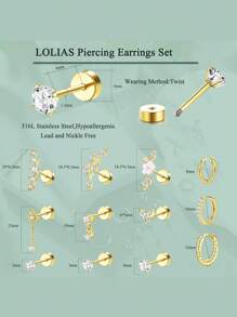 CASSIECA CASSIECA 1 Stück 16 Gauge Knorpel Ohrringe für Frauen, flacher Stecker - Hypoallergen, chirurgischer Edelstahl Stud Hoop Knorpel Ohrring Set für Daith, Concha, Tragus, Helix Piercings, Einzelstück