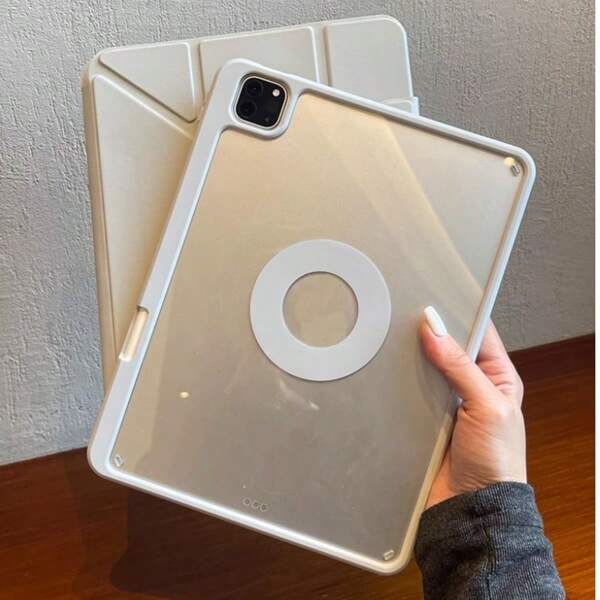 Magnetic Detachable Tablet Protective Case, Suitable For IPad 11th Generation (A16), 3+Y Fold, With Pen Slot, Crystal Clear Acrylic Bottom Case, Suitable For IPad 10th Generation 10.9-Inch Protective Case, Suitable For IPad Pro 11 "(2020/2021/2022), Suitable For IPad Air 4/5/6/7 (10.9/11 Inch), Suitable For IPad Mini 7/6, 8.3-Inch, Multi Angle Support Tablet, Intelligent Sleep Wake-Up, Suitable For IPad Protective Case