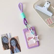 1 set Étui à glissière de la série Macaron Étoile avec porte-clés étoile coloré - Plastique idéal pour les cartes scolaires, les cartes postales et les pendentifs de sac pour femmes. Porte-monnaie, porte-clés, mini-portefeuille, porte-monnaie, porte-poignet