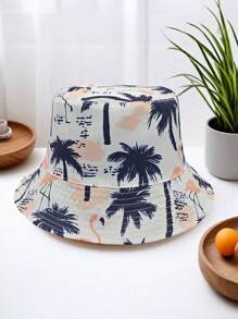 2-In-1 Daisy Bohemian Polyester Printed Reversible Bucket Hat, Unisex For Spring & Summer