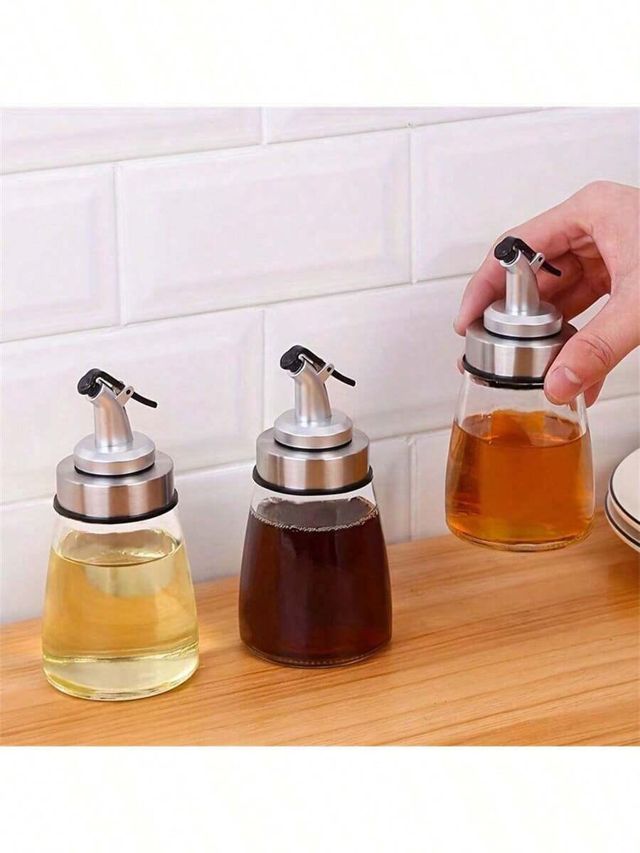 1pc Lead-Free, Durable, Corrosion-Resistant Kitchen Glass Oil Dispenser And Container, Suitable For Soy Sauce, Vinegar, Spice Oil, Olive Oil And Other Edible Oils And Condiments (Leak-Proof Design) - Multicolor - View 1