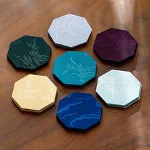 New Chinese Style Cloth Tea Coaster Tea Tray Insulation Pad Tea Room Waterproof Tea Mat Tea Ceremony Tea Cup Tray Tea Artist Coaster - Navy Blue - View 2