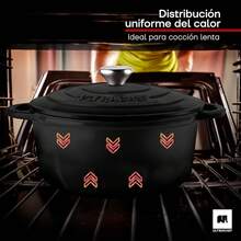 ULTRACHEF Olla de Hierro Fundido Esmaltado para Estufa y Horno| Horno Holandés Cubierto de Hierro Fundido| Olla Holandesa| Redondo| Tamaño 24, Capacidad 3.8 Litros, Rojo 44VC - Negra - Ver 8