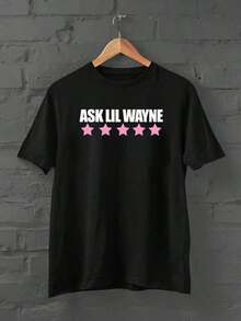 (220 Cotton T-Shirt)  ASK LIL. WAYNE   Pattern Men's Casual Soft 100% Cotton All-Match Crew-Neck Short-Sleeved/Camisetas Estampadas Printed T-Shirts T-Gh S-Neck Short-Sleeved T-Shirt # Printed T-Shirtstm7ee-Neck Short-Sleeved T-Shirt # Printed T-Shirts T Estampadas Sversátil De Cuello Redondo De Manga Corta T-Shirts - 黑色 - 查看 1