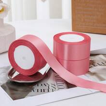 5 卷 4 厘米手工玫瑰缎带，婚礼长椅蝴蝶结装饰，花卉礼品包装饰边，新娘派对装饰，返校情人节