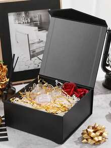 1pc - Black Lid Gift Box, Groomsman Proposal Box, Luxury Black Lid Gift Box, Suitable For Wedding Gift Box, Birthday Gift Box, Party Gift Box, Christmas Gift Box, Bridesmaid Gift Box, Graduation Gift (3 Sizes) - Black - View 7
