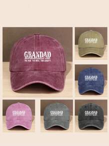 Grandad Vintage Washed Baseball Cap - Adjustable Unisex Trucker Hat With "The For Man The Myth The Legend" Print, Multiple Colors Available, Perfect For Outdoor Sports, Camping, Fishing, And Gifting