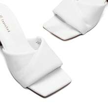 BURUDANI Women's High Stilettos Heels Mules Open Square Toe Slip On Comfort Sexy Dress Pumps Sandals Evening Party Prom Dance Shoes - White - View 4