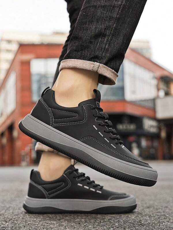 Zapatillas deportivas casuales versátiles de moda para hombres, con cierre de cordones duradero, aptas para todas las estaciones