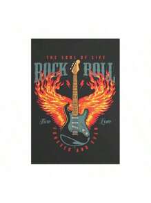 Set Of 1/3 Pcs Pop Rock Music Wall Arts Posters Witty Rock And Roll Guitar Design Pictures Canvas Printing Posters Bar Living Room Bedroom Home Decoration Unframed-Style ,Wall Art With Frame