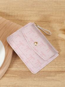 粉色蝴蝶结爱心图案拉链小钱包零钱包小钱包双折超薄女士钱包迷你薄、轻便、多层便携、身份证、信用卡简约、时尚、现代、商务、周年纪念、生日礼物、礼物、女孩、女士、女性、学校宿舍和返校用书包 - 粉色 - 查看 7