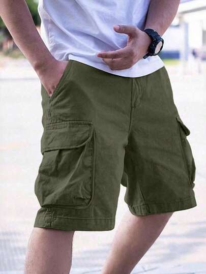 1pc Tween Boy Casual Summer Sports Cargo Shorts With Pockets, Workout & Outdoor