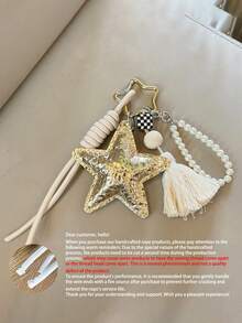 Blogger With The Same Personalized Car Keychain DIY Creative Keychain, Key Pendant, Heart&Stars Pendant, Alcove Bag Pendant, Couple Handwoven Lachard Bag