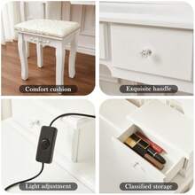 Vanity Desk With Lights, Vanity Mirror With Lights Desk And Chair, Vanity With LED Lights, Corner Vanity Desk With Lights, White - 1 - View 7