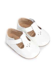 1 Paio di Scarpe Principessa Piatte a Specchio Solid Color PU con Design a Gancio e Passante, per Bambine 0-1 Anni, Adatte per Primavera e Autunno