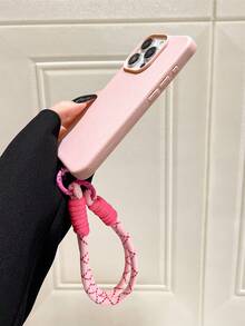 1 件粉色 PU 皮革 + 手机带防震个性化名称外壳兼容 iPhone 16/16 Pro/16 Pro Max /11/11 Pro/11 Pro Max/12/12 Pro/12 Pro Max/13/13 Pro/13 Pro Max/14/ 14 Pro/14 Pro Max/15/15 Pro/15 Pro Max 奢华荔枝纹柔软硅胶保险杠带手机绳全覆盖定制 DIY 外壳