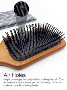 1 Pc Detangling Hair Brush, Large Square Wooden Massage Air Cushion Comb,Detangler Hair Brush With Soft Comb Teeth, Hair Comb For Men&Women , All Hair Type,Hair Care,Girl's Gift,Hair Brush,Comb,Hair Tools,Hair Products And Accessories For Barber Salon Beauty Travel Essentials,Back To School,Travel Holiday Essentials,Hair Accessories For Women