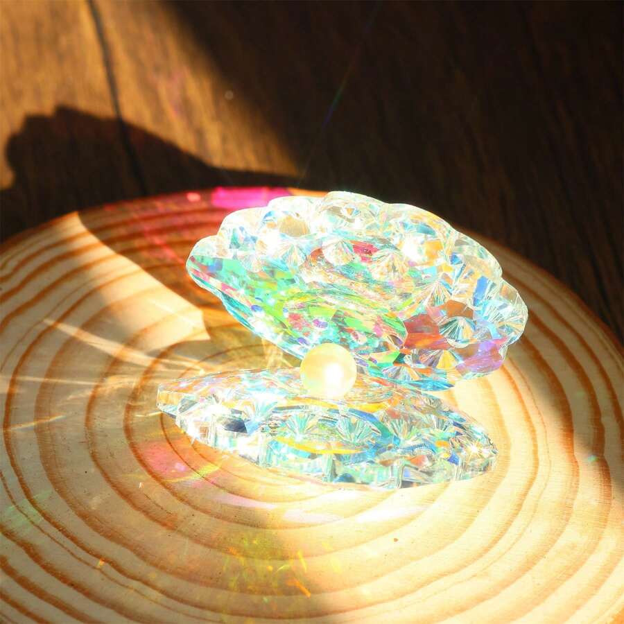 1 pieza Ornamento encantador de cristal, perla y concha: regalos de cumpleaños perfectos para decorar salas de estar y bares en el hogar