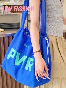 Sac en canevas à une épaule de grande capacité avec cordon de serrage, modèle 2025. Sac fourre-tout en nylon avec lettres japonaises, sac de ville