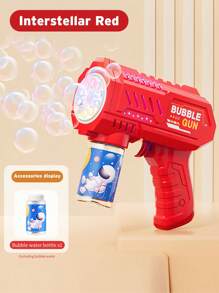 Máquina de burbujas de mano de verano, juguete automático de pistola de burbujas con un solo botón, regalo de juguete al aire libre para niños y niñas (incluido el líquido de burbujas, sin batería)