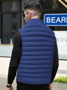 1 pieza Chaqueta sin mangas con cuello alto para hombre, cálida y de moda, versátil para otoño/invierno