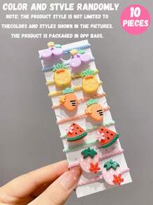 100 Peças/90 Peças/80 Peças/70 Peças/60 Peças/50 Peças/40 Peças/30 Peças/20 Peças/10 Peças/Conjunto Acessórios para Bebê Meninas Toddler, Anéis de Polegar de Princesa Cartoon de Cor Aleatória e Pequeno Elástico de Cabelo, Embalagem em Saco OPP