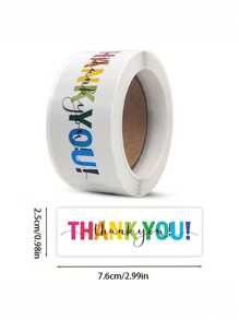 120pcs/Roll Square Colorful Thank You Stickers, 2.5cm*7.6cm Sealed Holiday Gift Decorative Non-Woven Label Stickers, Alphabet Theme, Rectangle Shape, Birthdays, DIY Decorations, Waterproof PVC Non-Adhesive, Thank You Stickers