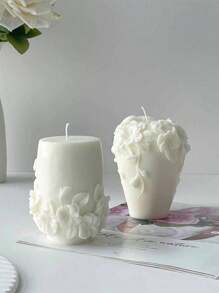 Valentine's Day Nordic Style Art Aroma Candle, Home Decor Creative Scented Candle Gifts, Rattan Flower Peony Shaped, White Cylinder Candle Suitable For Valentine's Day/Daily/Gift/Wedding/Housewarming/Picnic/Party/Dining Table