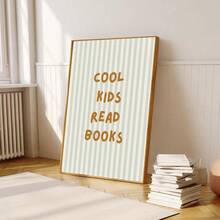 1pc Framed/Unframed Cool Kids Reading Books Text Quote Canvas Poster Print, Suitable For Children's Room Wall Decor, Can Be Used In Game Room, Living Room, Bedroom, Modern Home Decoration - Multicolor - View 2