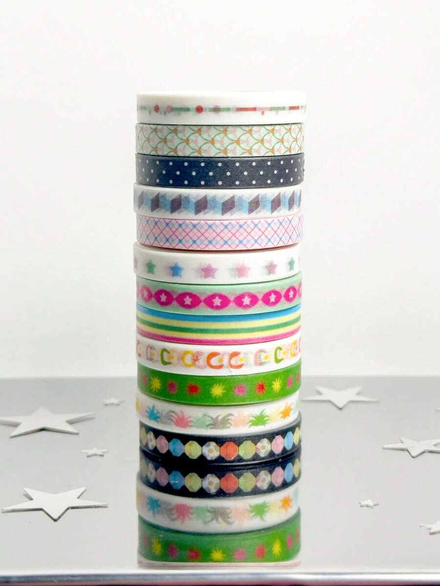4 PCS Polka Dot And Striped Patterns Mini Washi Tape Set For Scrapbooking, Card Making And Simple Gifts For Friends And Classmates - Multicolor - View 1